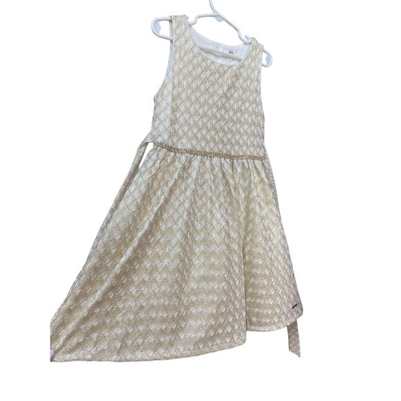 Tahari Girls Fit and Flare Dress Size 6 Gold White Tinsel Wedding Party Holiday - Picture 16 of 16
